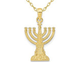 10K Yellow Gold Polished Menorah Pendant Necklace Charm with Chain
